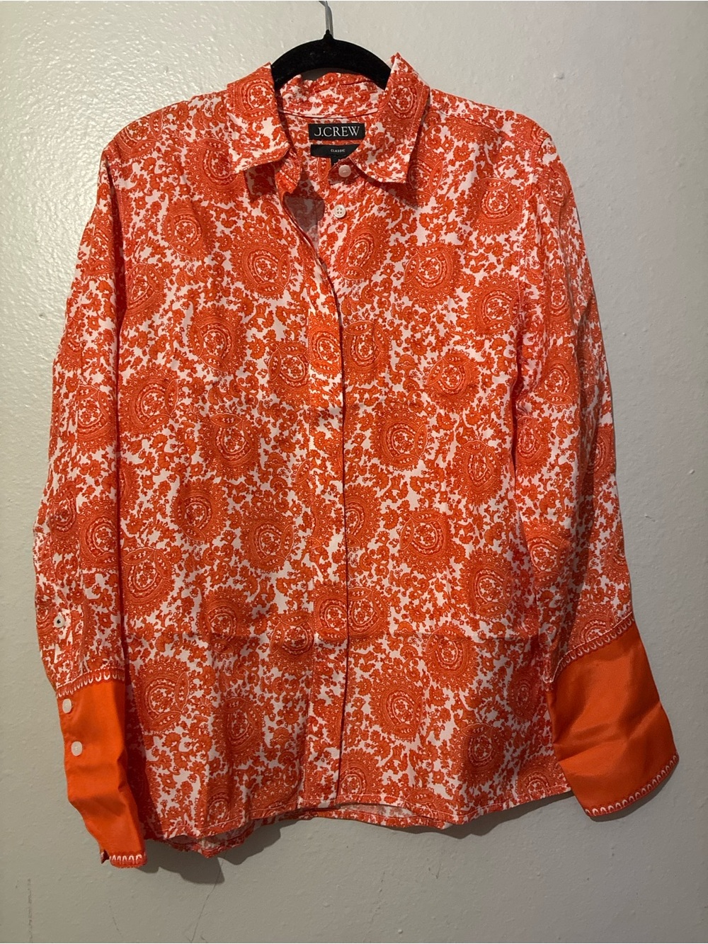 J.Crew Orange Paisley Button-Up Shirt